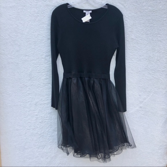 NWT {Esley} Black Tulle Sweater Dress! Medium - Picture 3 of 11